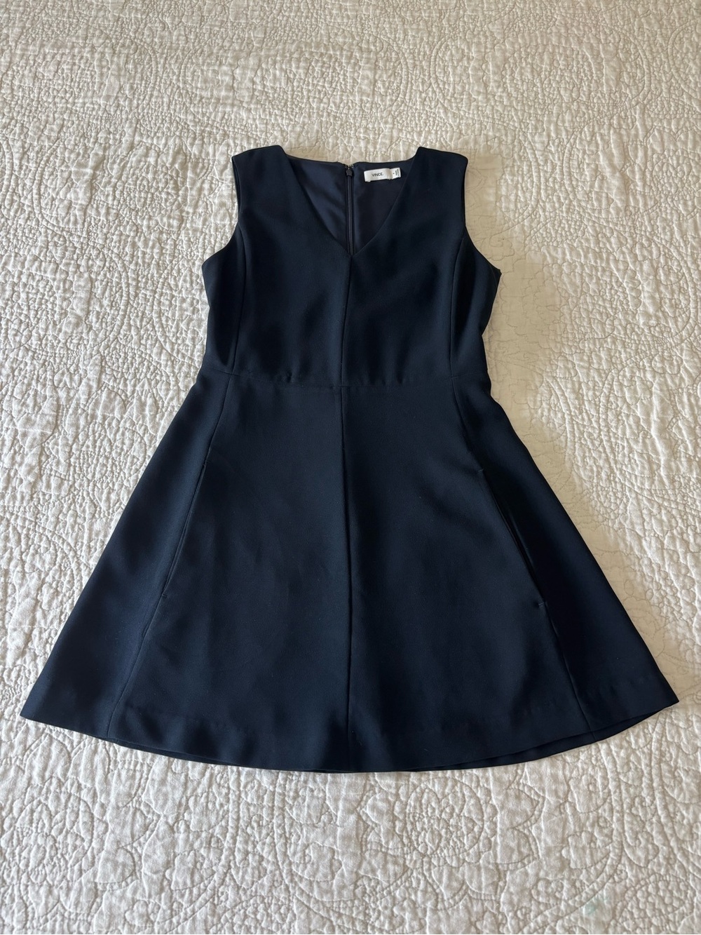 Vince Navy Blue Sleeveless V-Neck Mini Dress